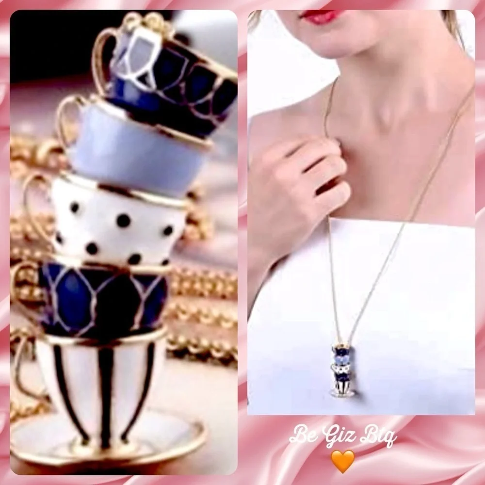 Kate Spade Authentic Tea Time Stacked Cups Necklace